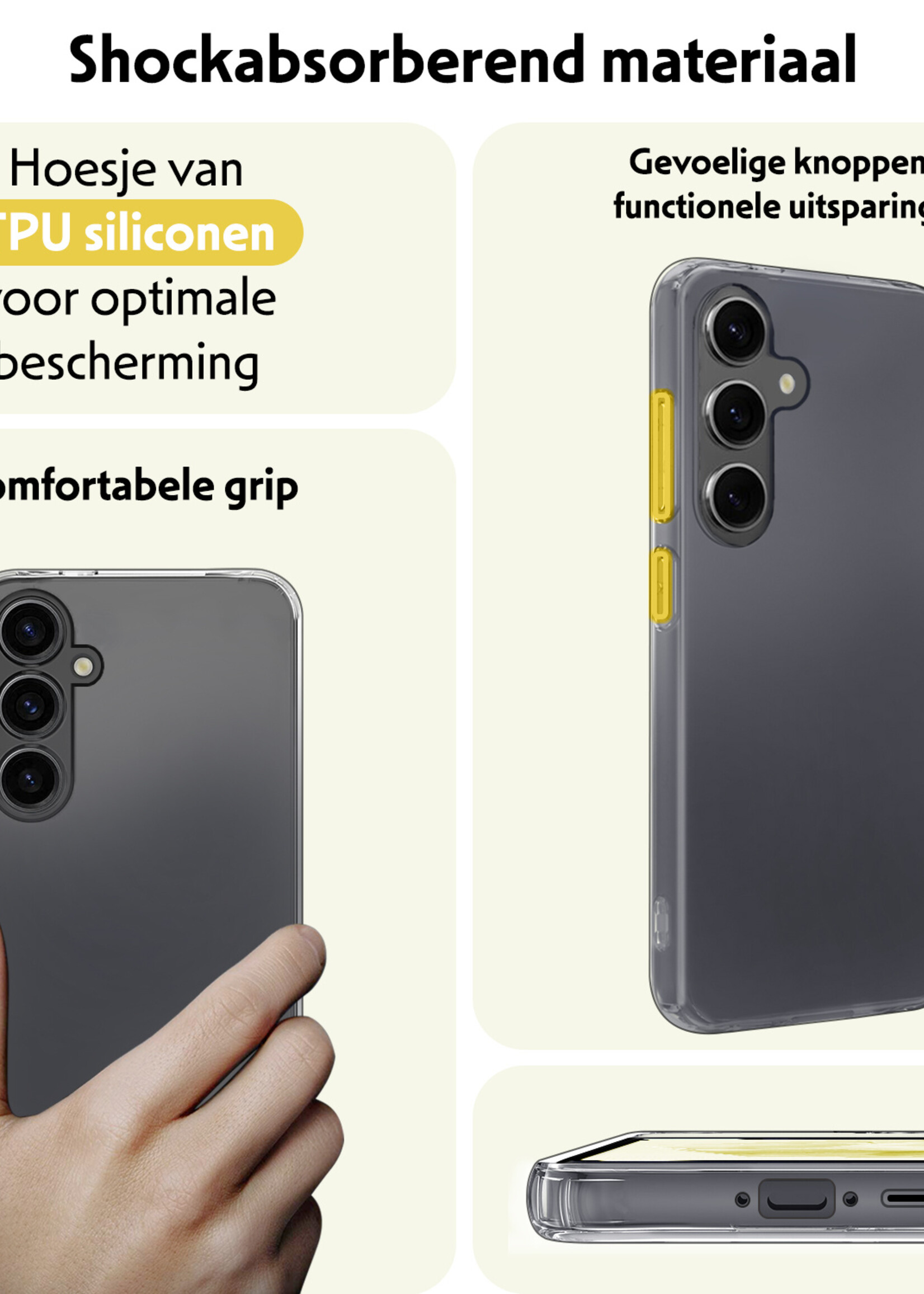 LUQ Hoesje Geschikt voor Samsung A35 Hoesje Siliconen Case - Hoes Geschikt voor Samsung Galaxy A35 5G Hoes Siliconen - Transparant - 2 Stuks