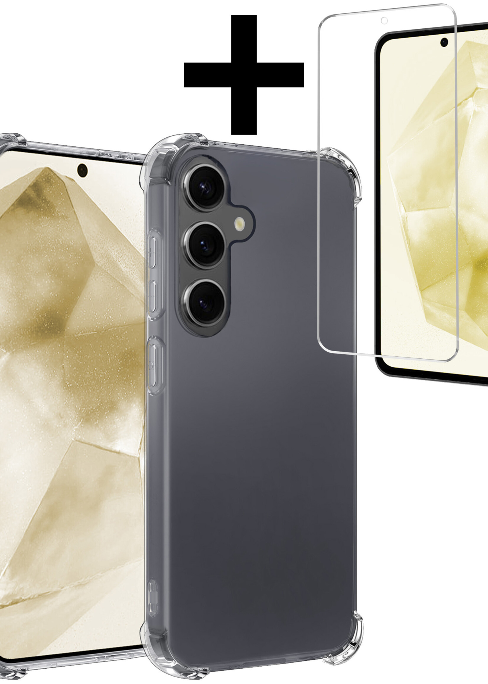 LUQ Hoesje Geschikt voor Samsung A35 Hoesje Shockproof Case Siliconen Met Screenprotector - Hoes Geschikt voor Samsung Galaxy A35 5G Hoes Cover Siliconen - Transparant