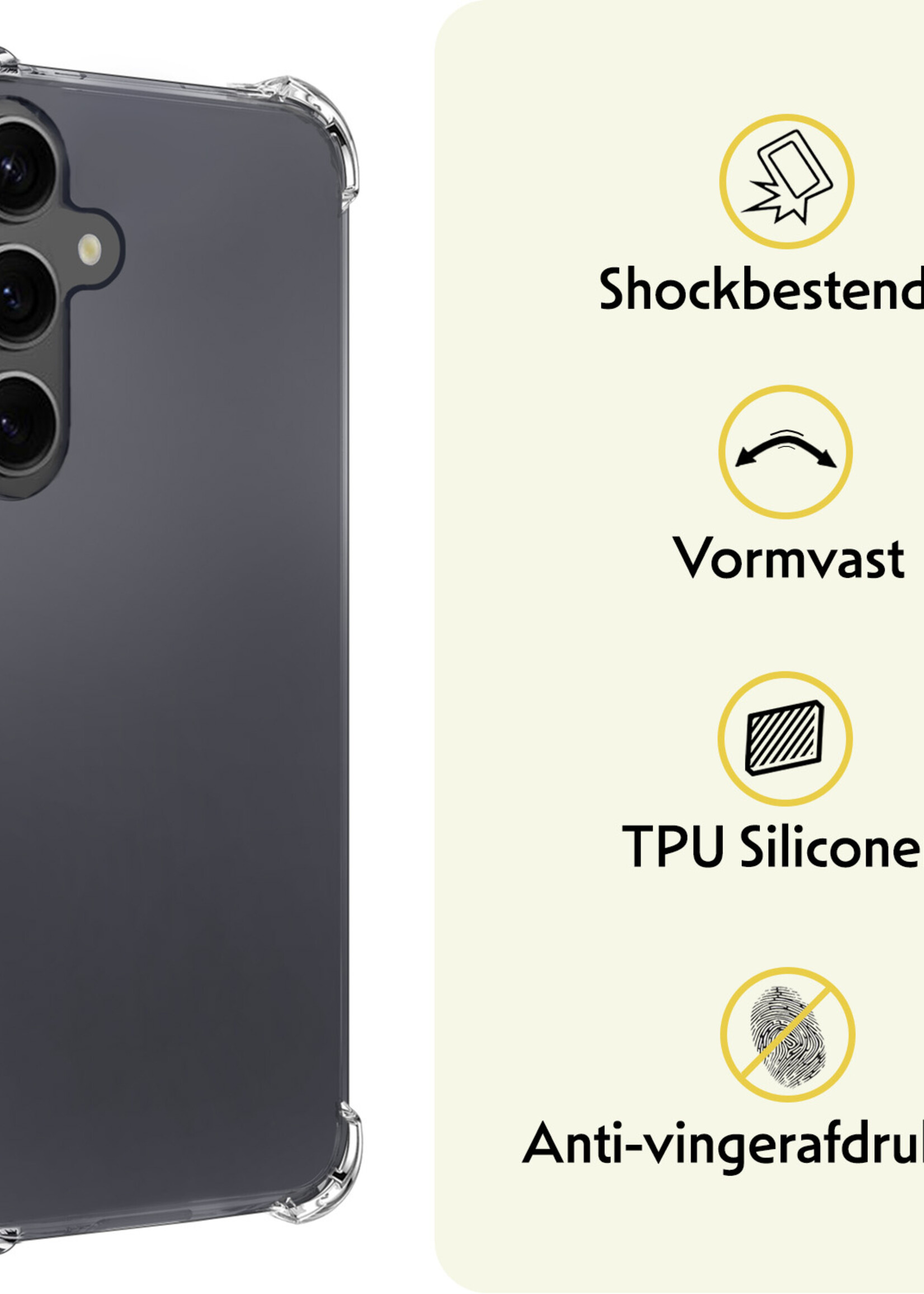 LUQ Hoesje Geschikt voor Samsung A35 Hoesje Shockproof Case Siliconen Met Screenprotector - Hoes Geschikt voor Samsung Galaxy A35 5G Hoes Cover Siliconen - Transparant