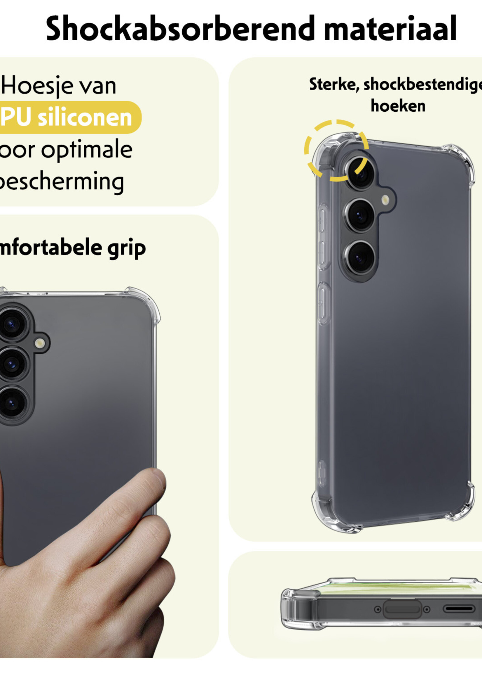 LUQ Hoesje Geschikt voor Samsung A35 Hoesje Shockproof Case Siliconen Met Screenprotector - Hoes Geschikt voor Samsung Galaxy A35 5G Hoes Cover Siliconen - Transparant