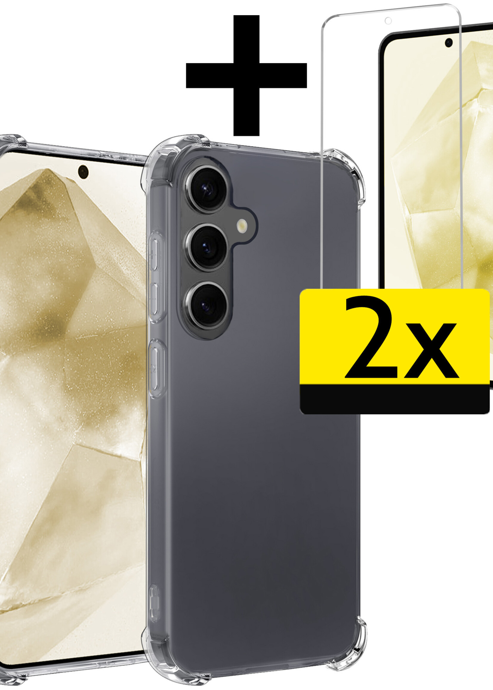 LUQ Hoesje Geschikt voor Samsung A35 Hoesje Shockproof Case Siliconen Met 2x Screenprotector - Hoes Geschikt voor Samsung Galaxy A35 5G Hoes Cover Siliconen - Transparant