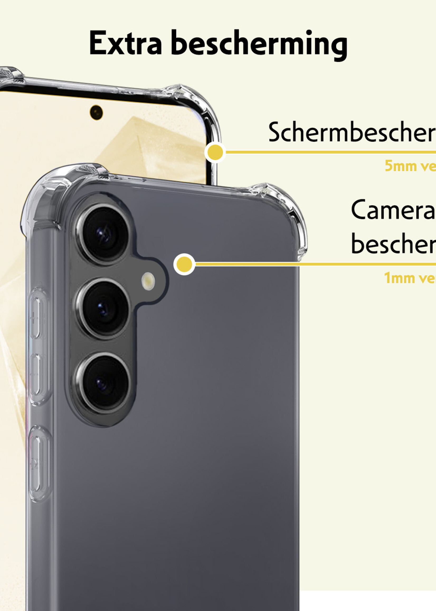 LUQ Hoesje Geschikt voor Samsung A35 Hoesje Shockproof Case Siliconen Met 2x Screenprotector - Hoes Geschikt voor Samsung Galaxy A35 5G Hoes Cover Siliconen - Transparant