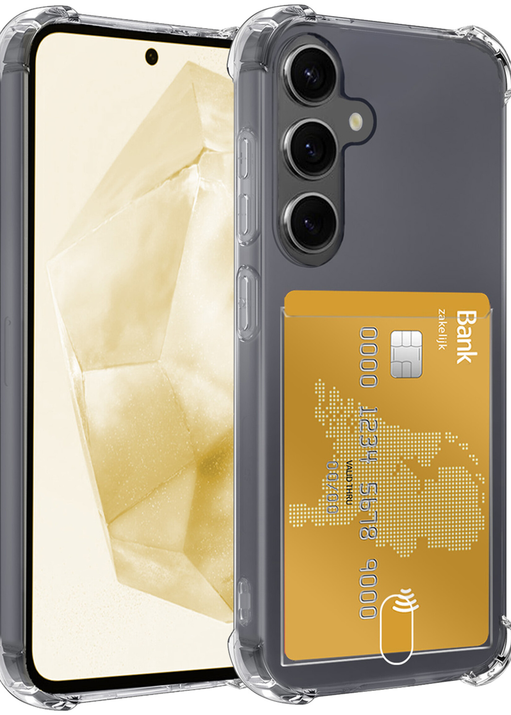 LUQ Hoesje Geschikt voor Samsung A35 Hoesje Case Pashouder Cover Siliconen - Hoes Geschikt voor Samsung Galaxy A35 5G Hoesje Met Kaarthouder - Transparant