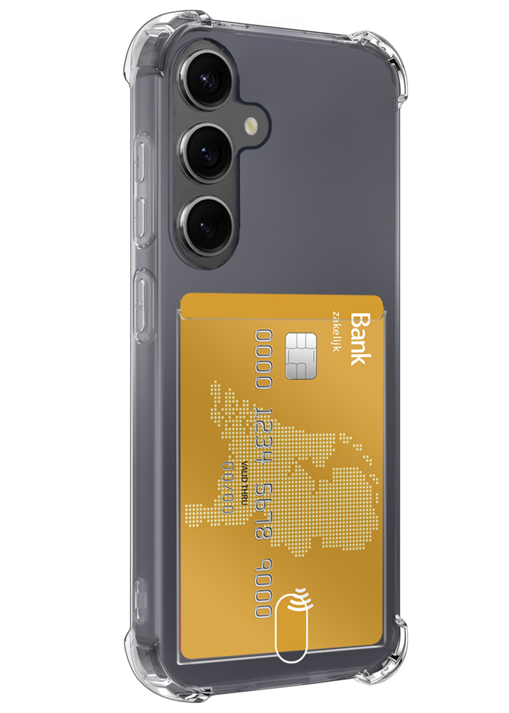 LUQ Hoesje Geschikt voor Samsung A35 Hoesje Case Pashouder Cover Siliconen Met Screenprotector - Hoes Geschikt voor Samsung Galaxy A35 5G Hoesje Met Kaarthouder- Transparant