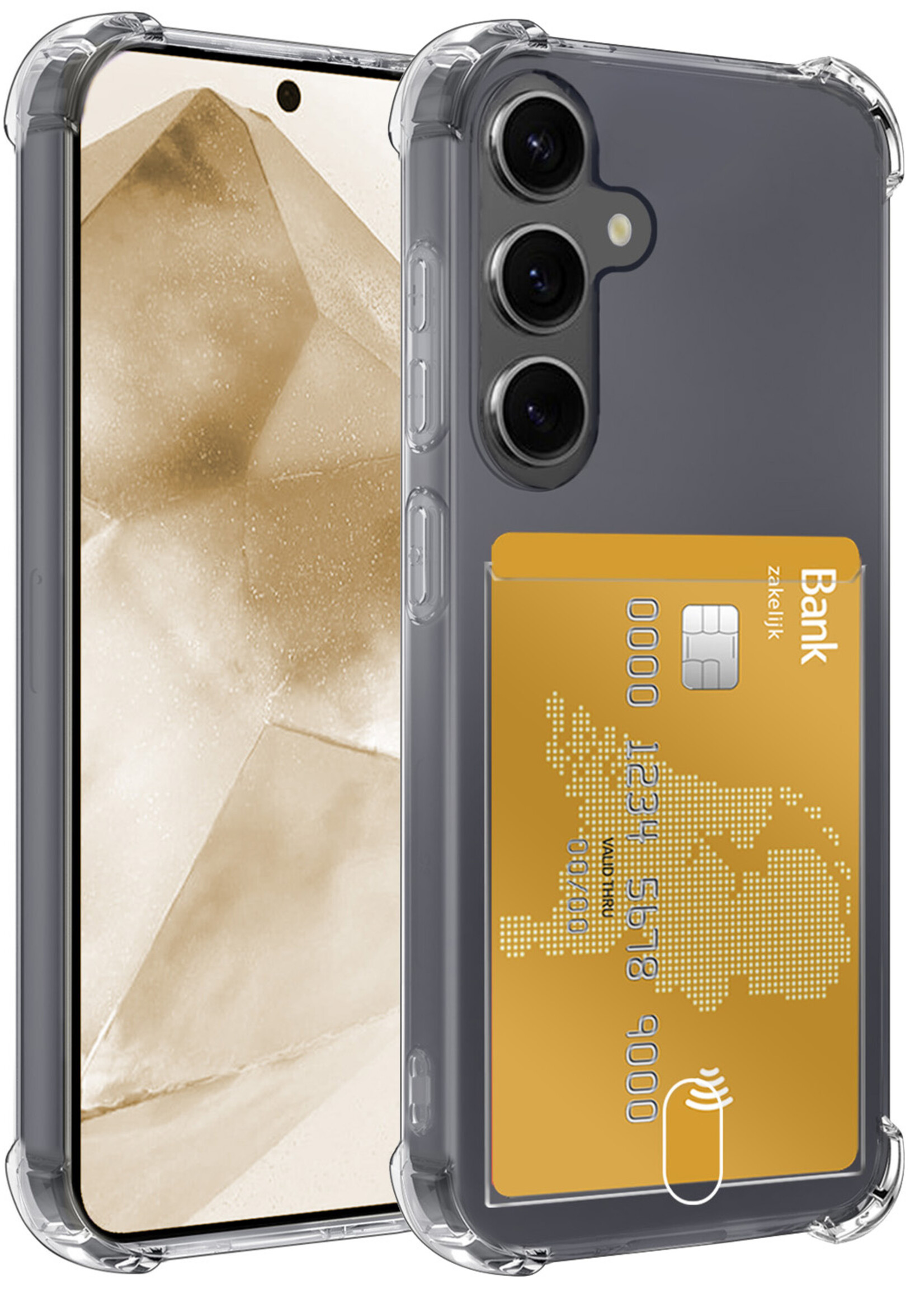 LUQ Hoesje Geschikt voor Samsung A55 Hoesje Case Pashouder Cover Siliconen - Hoes Geschikt voor Samsung Galaxy A55 Hoesje Met Kaarthouder - Transparant