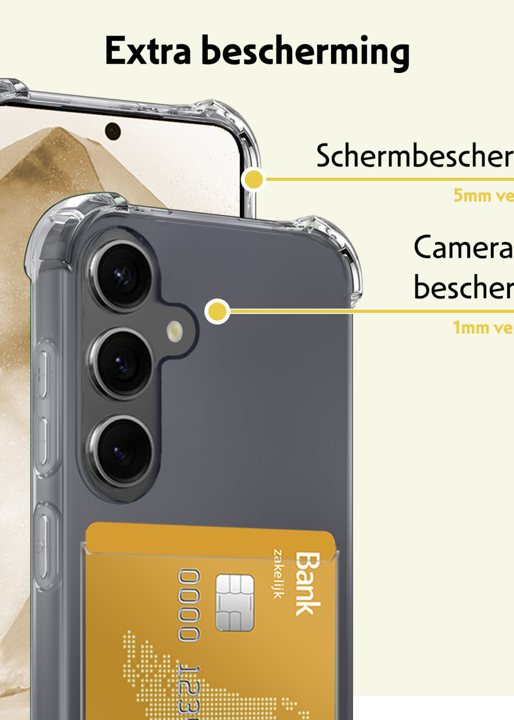 LUQ Hoesje Geschikt voor Samsung A55 Hoesje Case Pashouder Cover Siliconen - Hoes Geschikt voor Samsung Galaxy A55 Hoesje Met Kaarthouder - Transparant