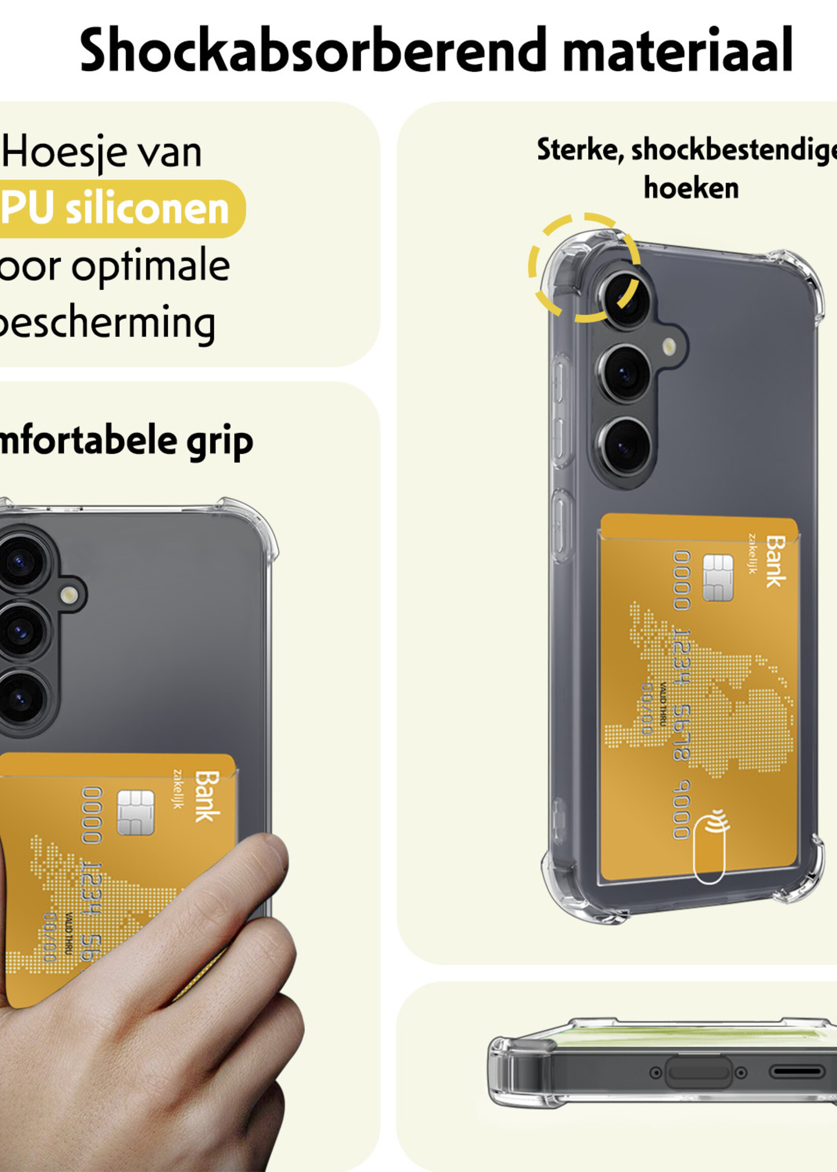 LUQ Hoesje Geschikt voor Samsung A55 Hoesje Case Pashouder Cover Siliconen - Hoes Geschikt voor Samsung Galaxy A55 Hoesje Met Kaarthouder - Transparant