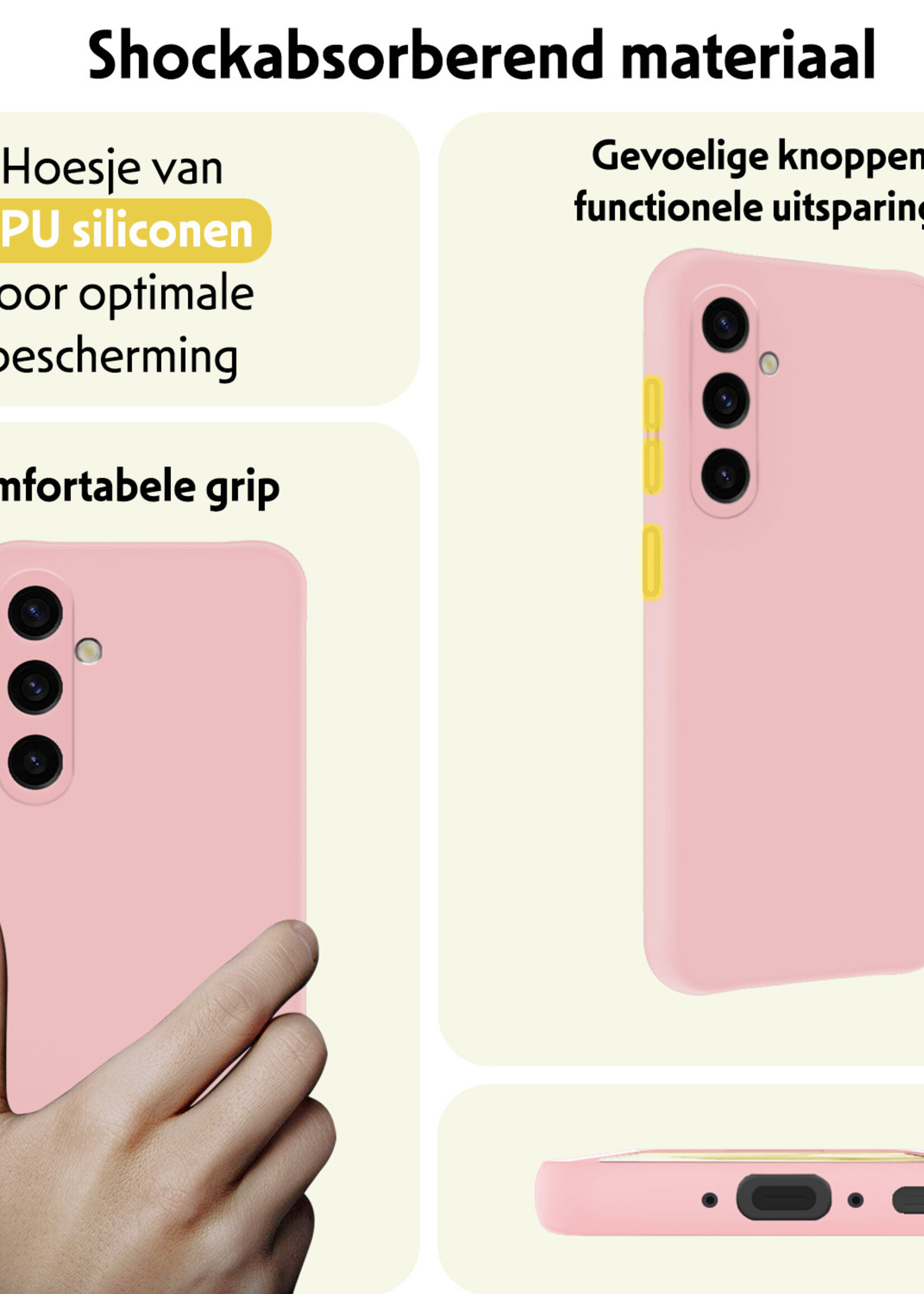 LUQ Hoesje Geschikt voor Samsung A35 Hoesje Siliconen Case - Hoes Geschikt voor Samsung Galaxy A35 5G Hoes Siliconen - Lichtroze