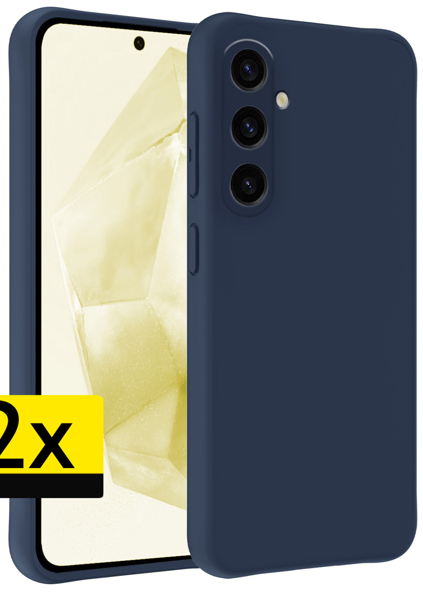 LUQ Hoesje Geschikt voor Samsung A35 Hoesje Siliconen Case - Hoes Geschikt voor Samsung Galaxy A35 5G Hoes Siliconen - Donkerblauw - 2 Stuks