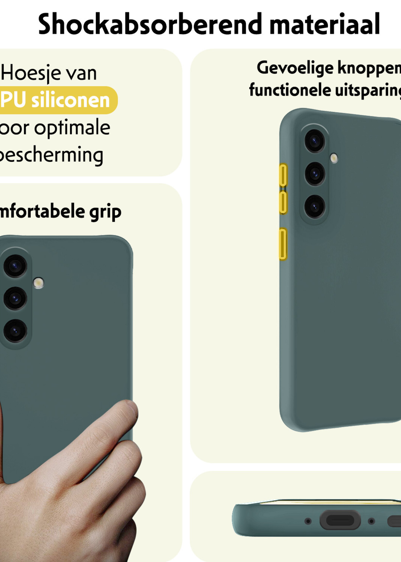 LUQ Hoesje Geschikt voor Samsung A35 Hoesje Siliconen Case - Hoes Geschikt voor Samsung Galaxy A35 5G Hoes Siliconen - Donkergroen - 2 Stuks