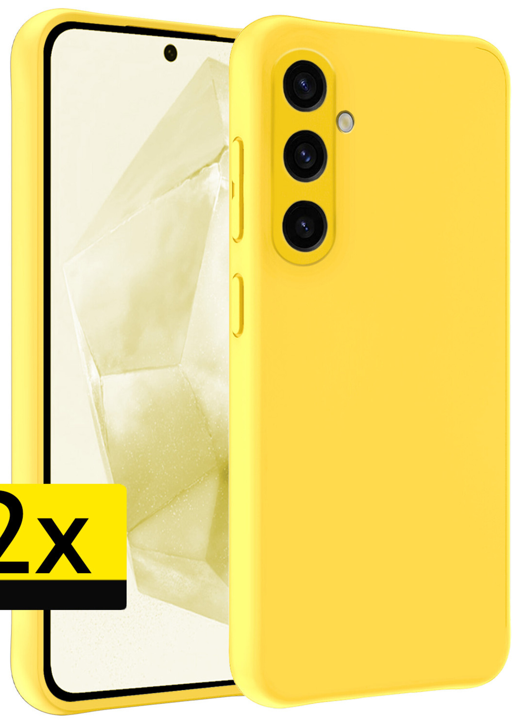 LUQ Hoesje Geschikt voor Samsung A35 Hoesje Siliconen Case - Hoes Geschikt voor Samsung Galaxy A35 5G Hoes Siliconen - Geel - 2 Stuks