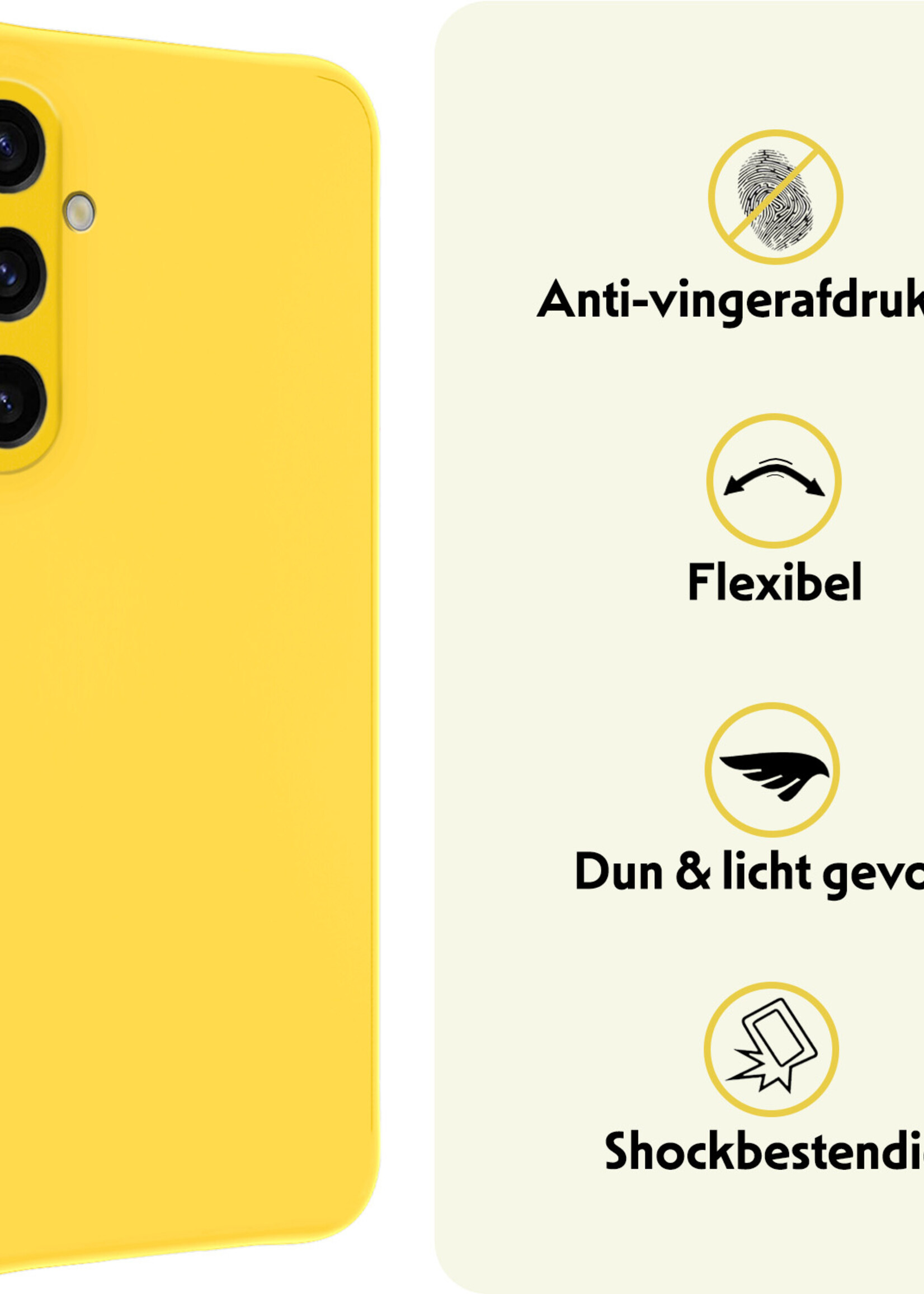 LUQ Hoesje Geschikt voor Samsung A35 Hoesje Siliconen Case - Hoes Geschikt voor Samsung Galaxy A35 5G Hoes Siliconen - Geel - 2 Stuks