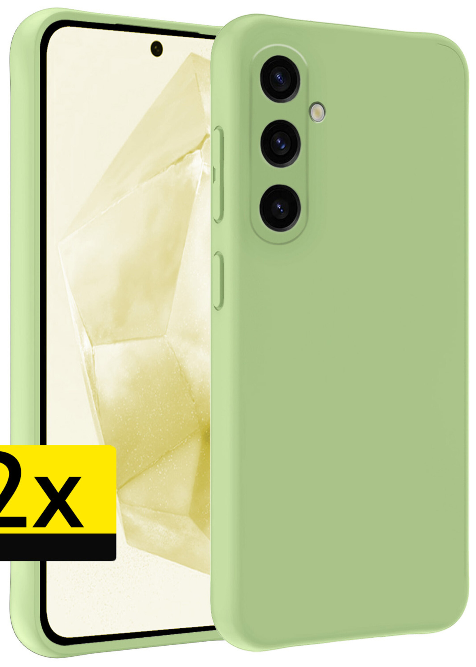 LUQ Hoesje Geschikt voor Samsung A35 Hoesje Siliconen Case - Hoes Geschikt voor Samsung Galaxy A35 5G Hoes Siliconen - Groen - 2 Stuks