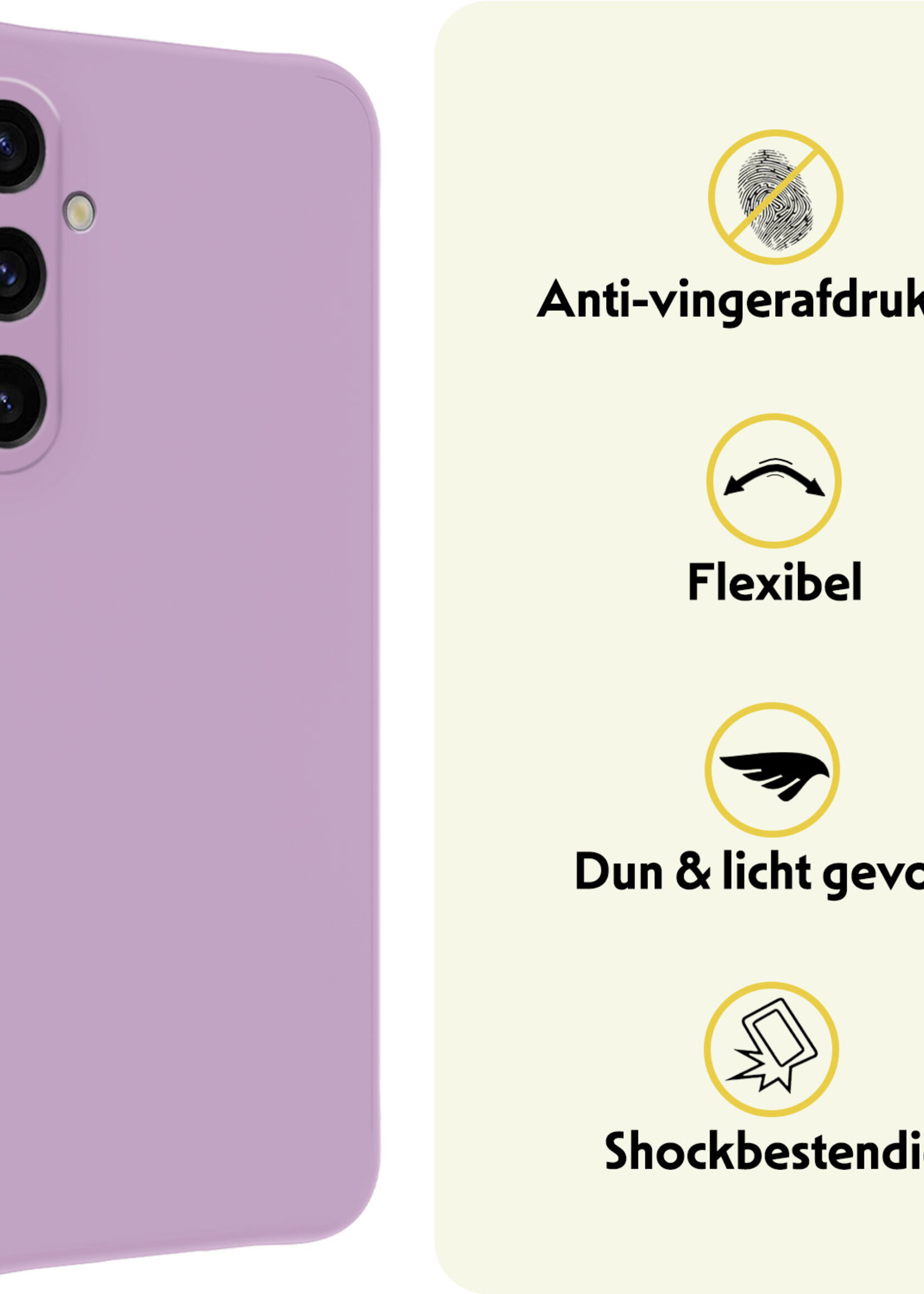 LUQ Hoesje Geschikt voor Samsung A35 Hoesje Siliconen Case - Hoes Geschikt voor Samsung Galaxy A35 5G Hoes Siliconen - Lila - 2 Stuks