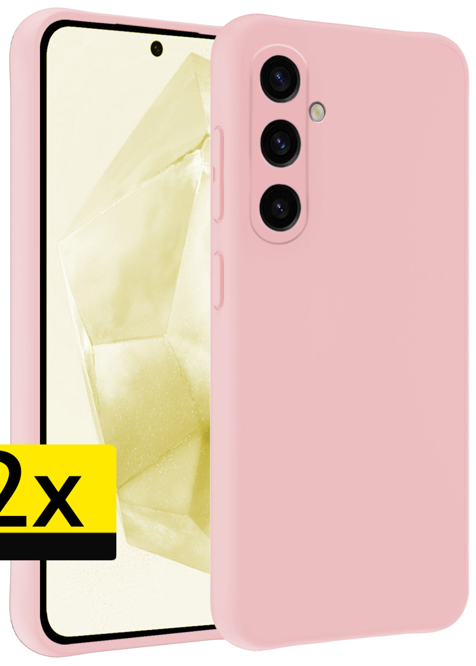 LUQ Hoesje Geschikt voor Samsung A35 Hoesje Siliconen Case - Hoes Geschikt voor Samsung Galaxy A35 5G Hoes Siliconen - Lichtroze - 2 Stuks