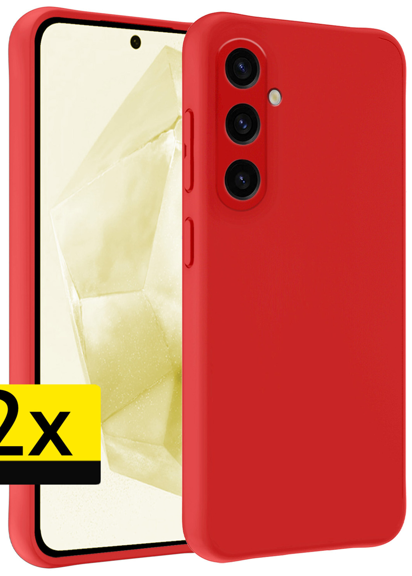 LUQ Hoesje Geschikt voor Samsung A35 Hoesje Siliconen Case - Hoes Geschikt voor Samsung Galaxy A35 5G Hoes Siliconen - Rood - 2 Stuks