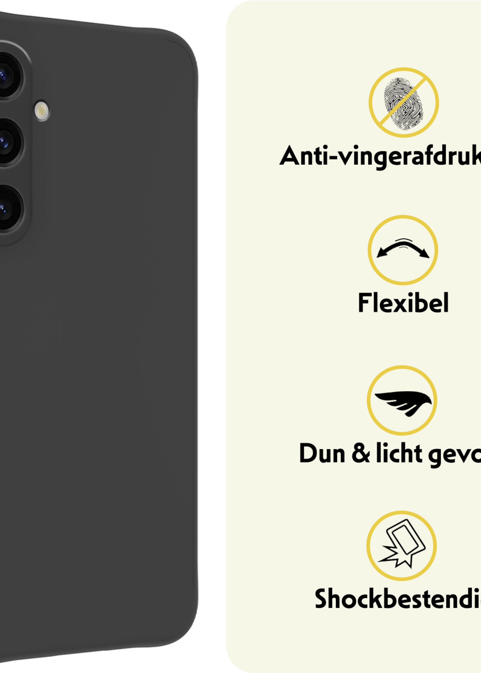 LUQ Hoesje Geschikt voor Samsung A35 Hoesje Siliconen Case - Hoes Geschikt voor Samsung Galaxy A35 5G Hoes Siliconen - Zwart - 2 Stuks