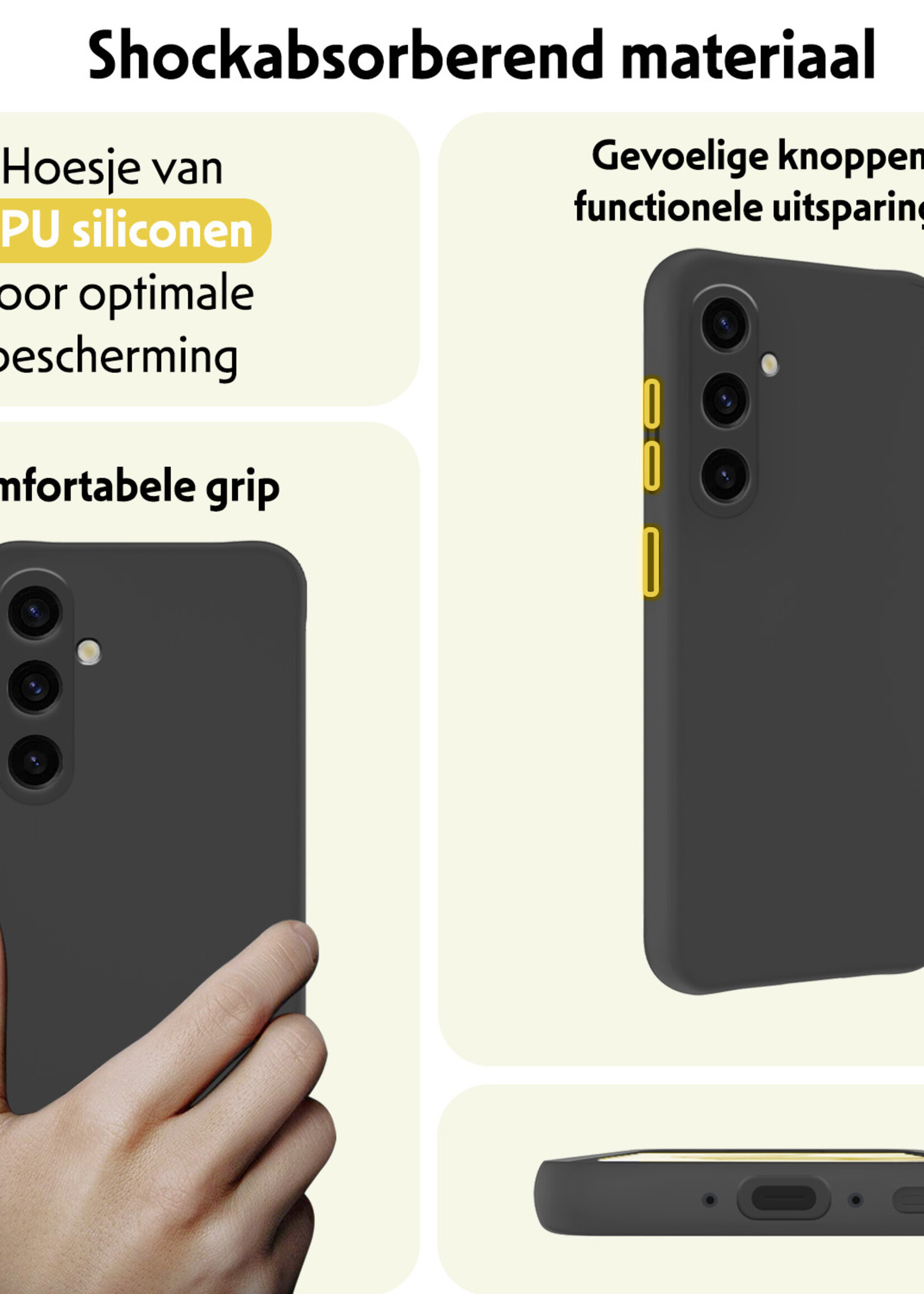 LUQ Hoesje Geschikt voor Samsung A35 Hoesje Siliconen Case - Hoes Geschikt voor Samsung Galaxy A35 5G Hoes Siliconen - Zwart - 2 Stuks