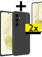LUQ LUQ Samsung Galaxy A35 Hoesje Siliconen Met 2x Screenprotector - Zwart