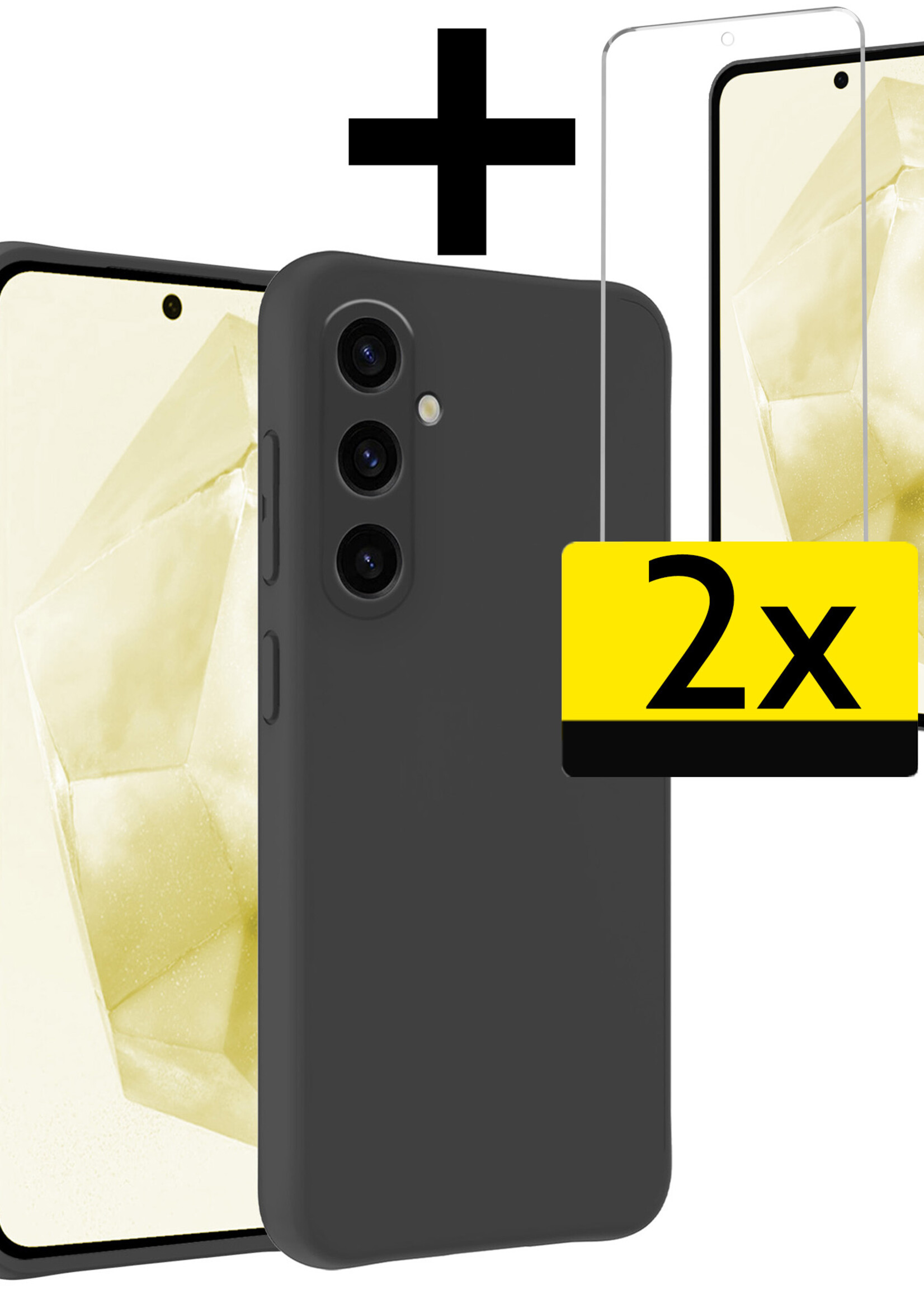 LUQ Hoesje Geschikt voor Samsung A35 Hoesje Siliconen Case Met 2x Screenprotector - Hoes Geschikt voor Samsung Galaxy A35 5G Hoes Siliconen - Zwart