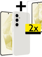 LUQ LUQ Samsung Galaxy A35 Hoesje Siliconen Met 2x Screenprotector - Wit