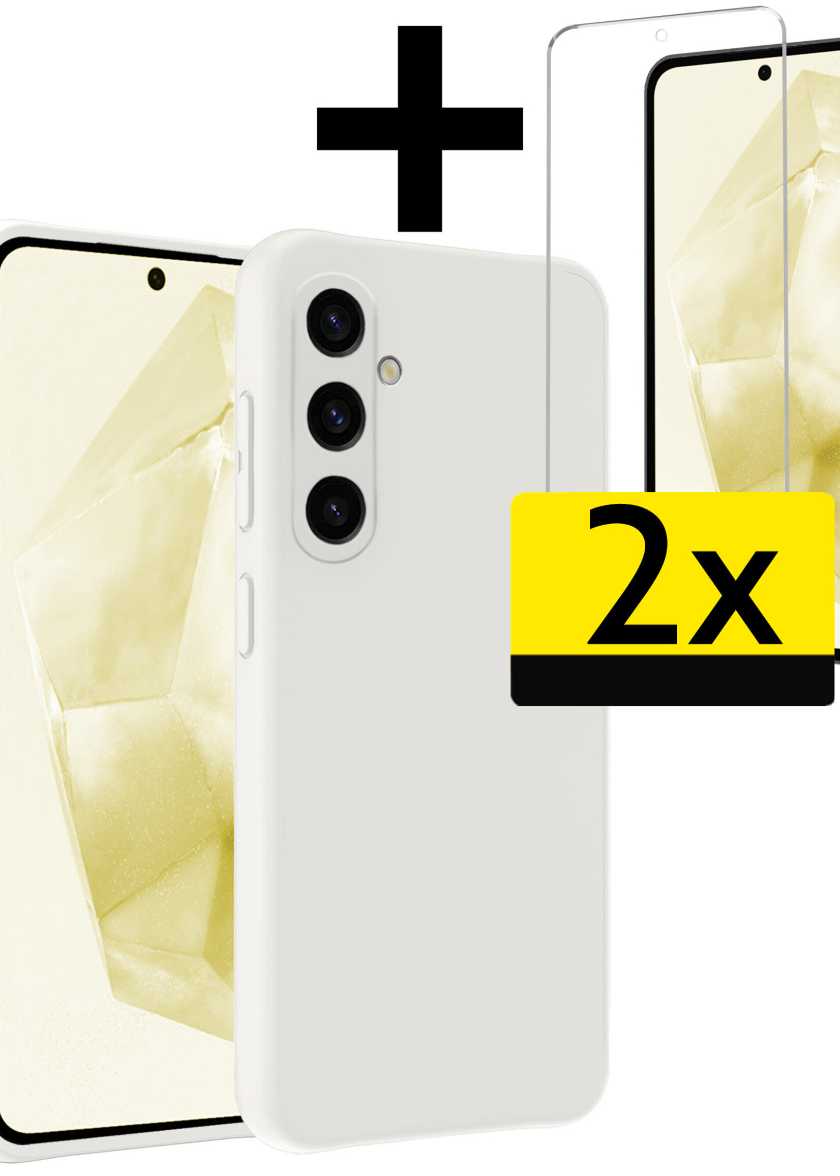 LUQ Hoesje Geschikt voor Samsung A35 Hoesje Siliconen Case Met 2x Screenprotector - Hoes Geschikt voor Samsung Galaxy A35 5G Hoes Siliconen - Wit