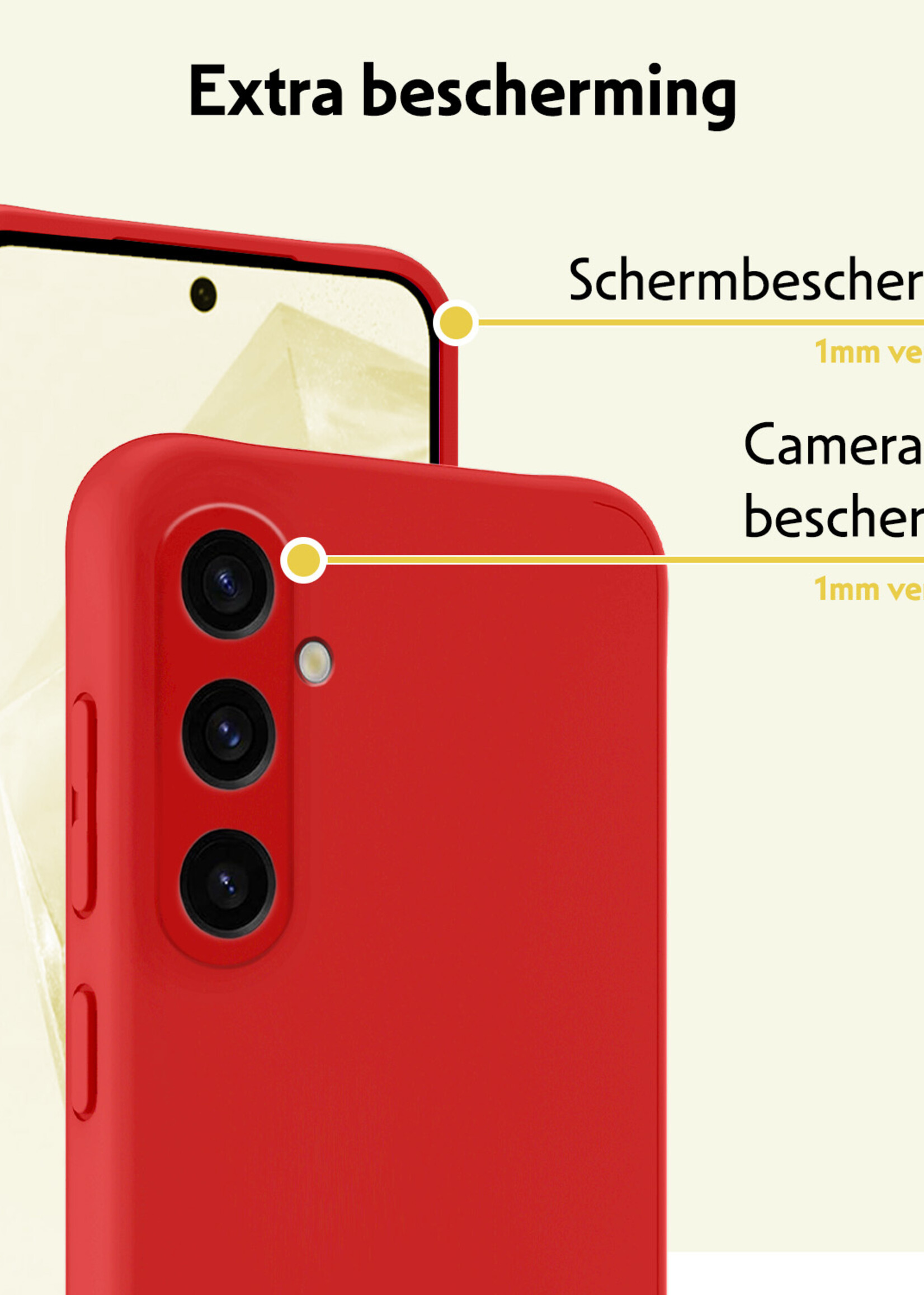 LUQ Hoesje Geschikt voor Samsung A35 Hoesje Siliconen Case Met 2x Screenprotector - Hoes Geschikt voor Samsung Galaxy A35 5G Hoes Siliconen - Rood