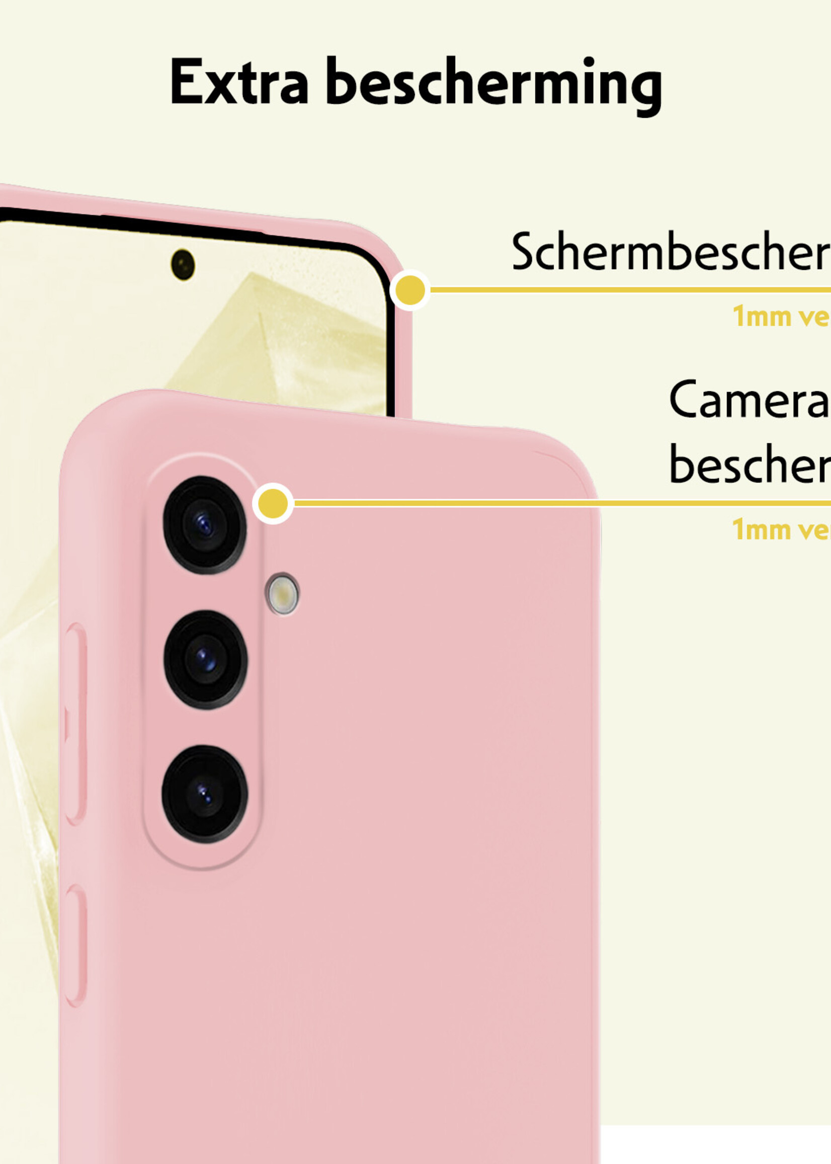 LUQ Hoesje Geschikt voor Samsung A35 Hoesje Siliconen Case Met 2x Screenprotector - Hoes Geschikt voor Samsung Galaxy A35 5G Hoes Siliconen - Lichtroze