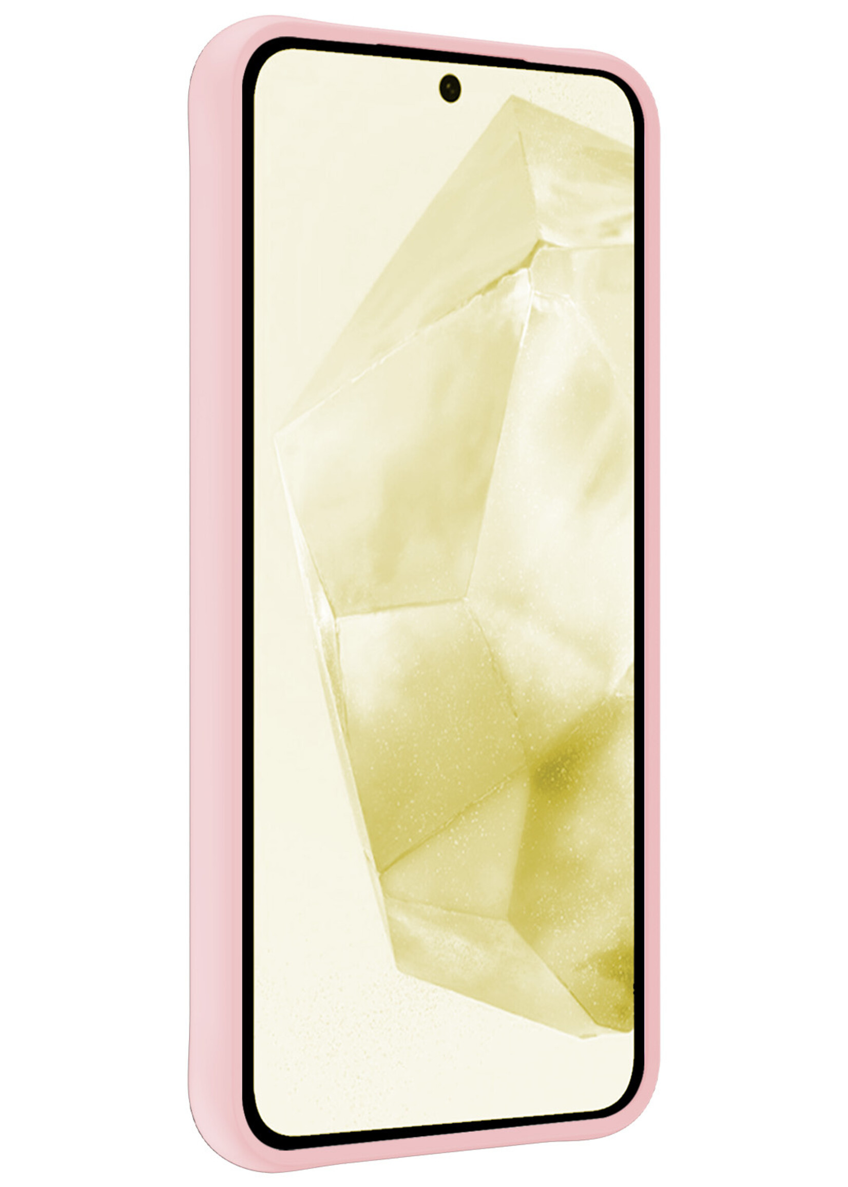 LUQ Hoesje Geschikt voor Samsung A35 Hoesje Siliconen Case Met 2x Screenprotector - Hoes Geschikt voor Samsung Galaxy A35 5G Hoes Siliconen - Lichtroze