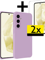 LUQ LUQ Samsung Galaxy A35 Hoesje Siliconen Met 2x Screenprotector - Lila