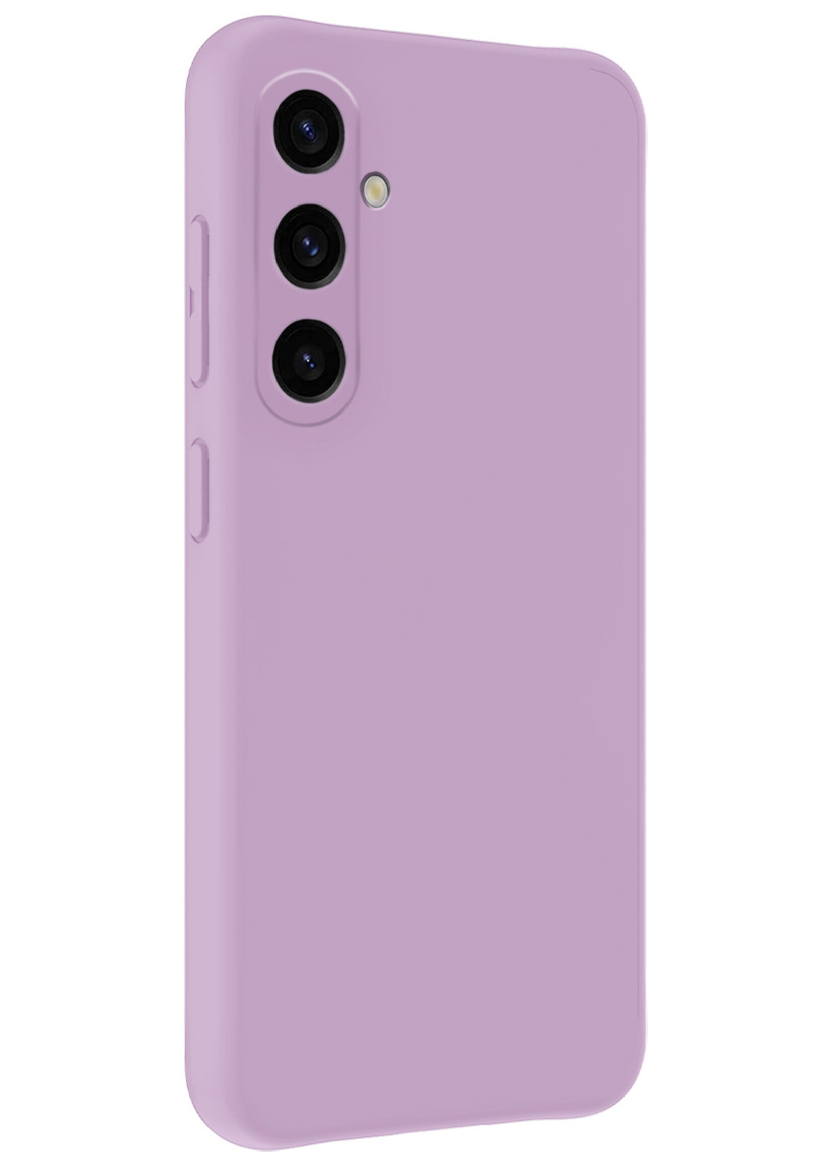 LUQ Hoesje Geschikt voor Samsung A35 Hoesje Siliconen Case Met 2x Screenprotector - Hoes Geschikt voor Samsung Galaxy A35 5G Hoes Siliconen - Lila