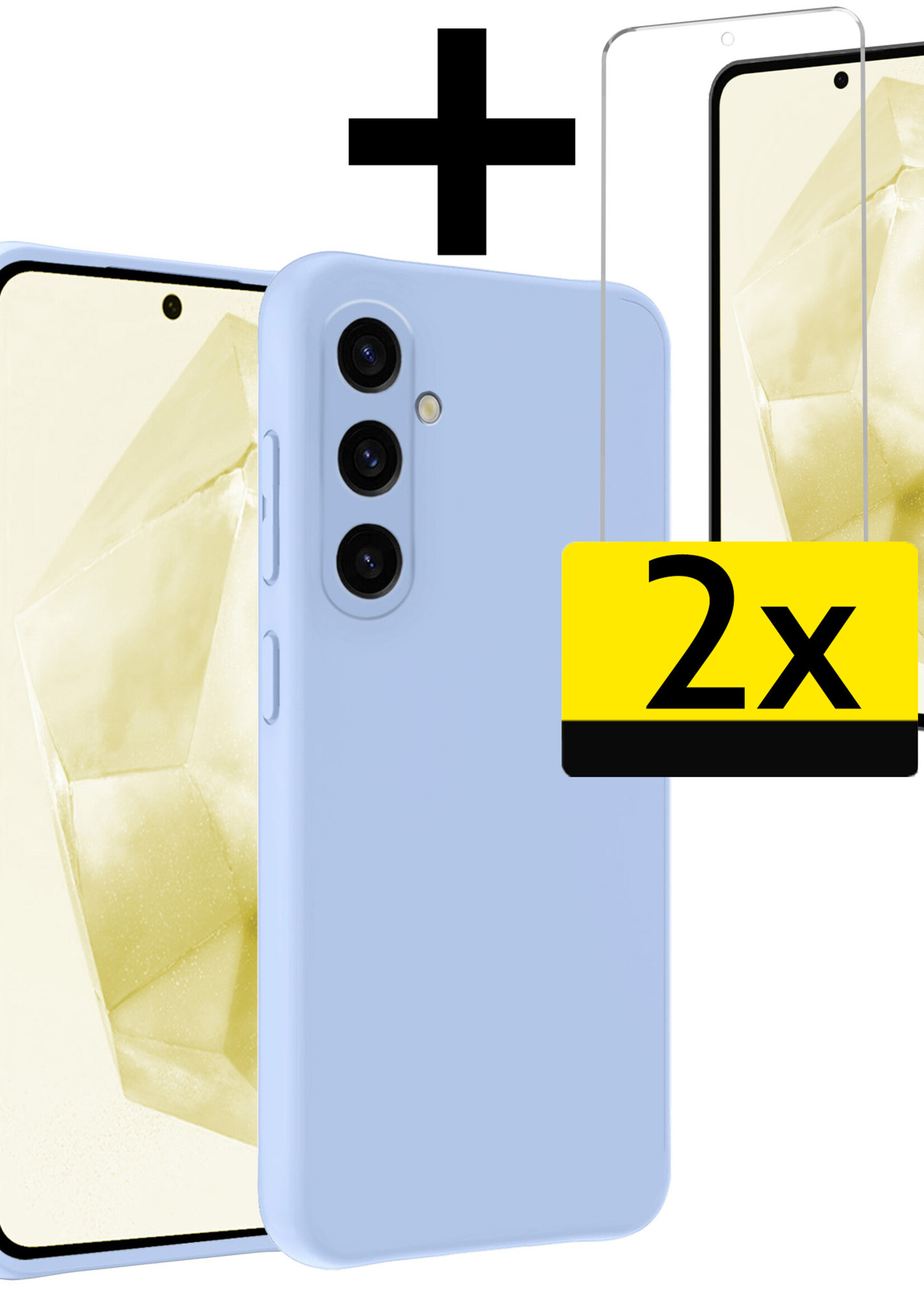 LUQ Hoesje Geschikt voor Samsung A35 Hoesje Siliconen Case Met 2x Screenprotector - Hoes Geschikt voor Samsung Galaxy A35 5G Hoes Siliconen - Lichtblauw