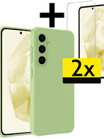 LUQ LUQ Samsung Galaxy A35 Hoesje Siliconen Met 2x Screenprotector - Groen