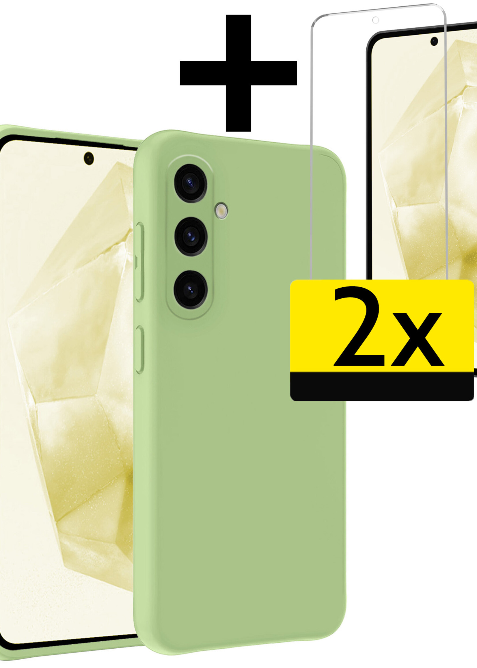 LUQ Hoesje Geschikt voor Samsung A35 Hoesje Siliconen Case Met 2x Screenprotector - Hoes Geschikt voor Samsung Galaxy A35 5G Hoes Siliconen - Groen