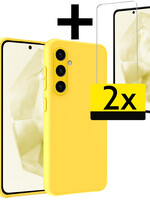 LUQ LUQ Samsung Galaxy A35 Hoesje Siliconen Met 2x Screenprotector - Geel