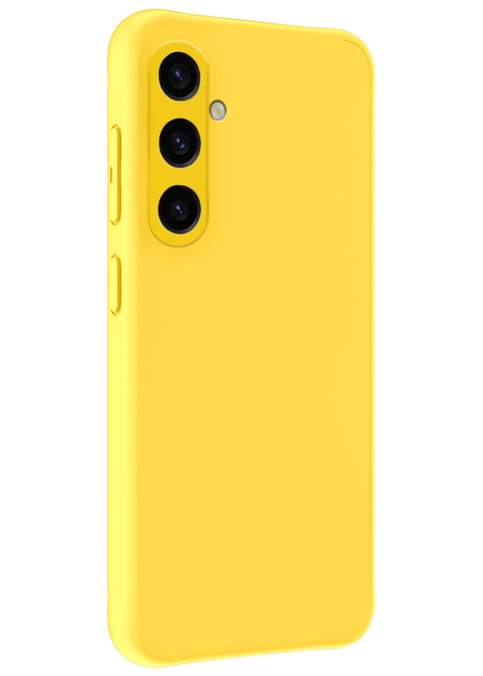 LUQ Hoesje Geschikt voor Samsung A35 Hoesje Siliconen Case Met 2x Screenprotector - Hoes Geschikt voor Samsung Galaxy A35 5G Hoes Siliconen - Geel