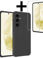 LUQ LUQ Samsung Galaxy A35 Hoesje Siliconen Met Screenprotector - Zwart