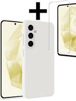 LUQ LUQ Samsung Galaxy A35 Hoesje Siliconen Met Screenprotector - Wit