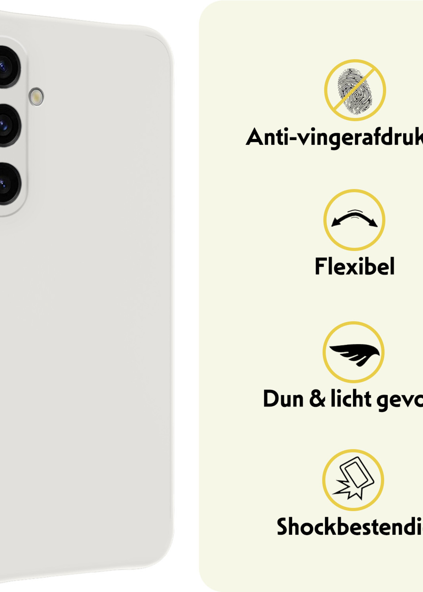 LUQ Hoesje Geschikt voor Samsung A35 Hoesje Siliconen Case Met Screenprotector - Hoes Geschikt voor Samsung Galaxy A35 5G Hoes Siliconen - Wit