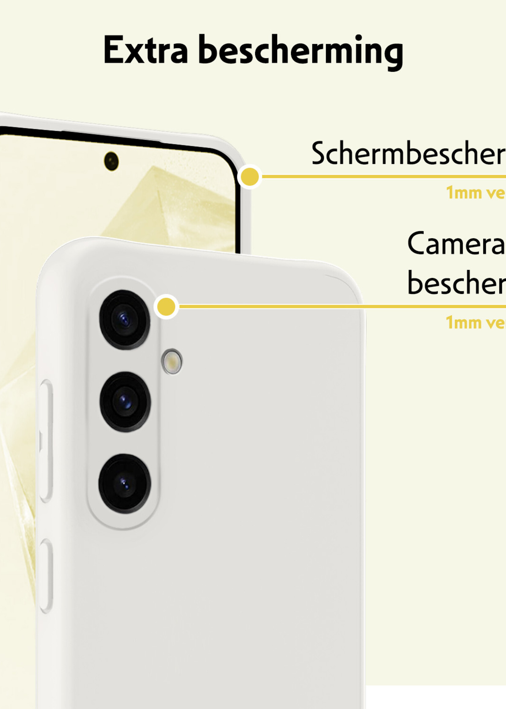 LUQ Hoesje Geschikt voor Samsung A35 Hoesje Siliconen Case Met Screenprotector - Hoes Geschikt voor Samsung Galaxy A35 5G Hoes Siliconen - Wit