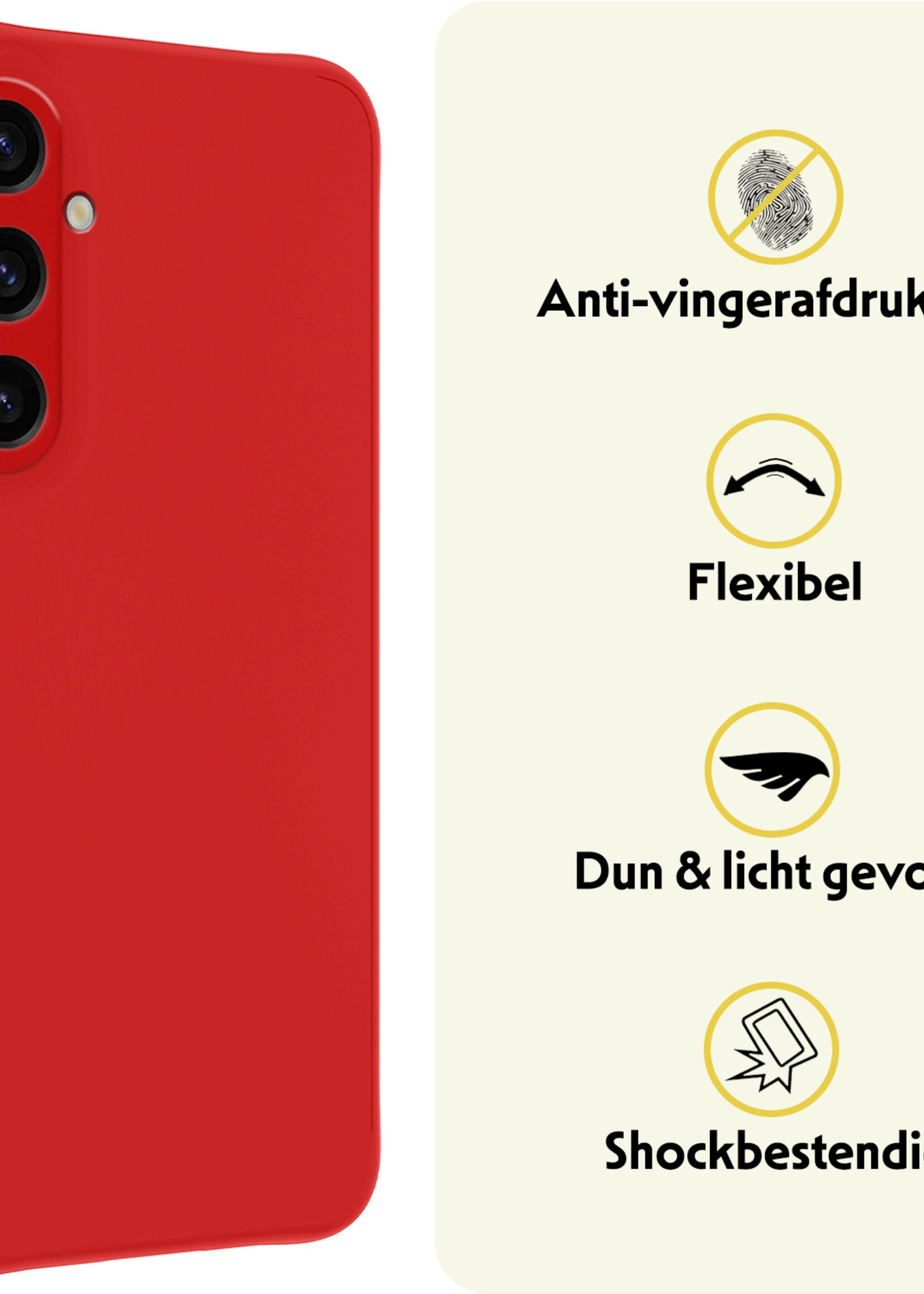 LUQ Hoesje Geschikt voor Samsung A35 Hoesje Siliconen Case Met Screenprotector - Hoes Geschikt voor Samsung Galaxy A35 5G Hoes Siliconen - Rood