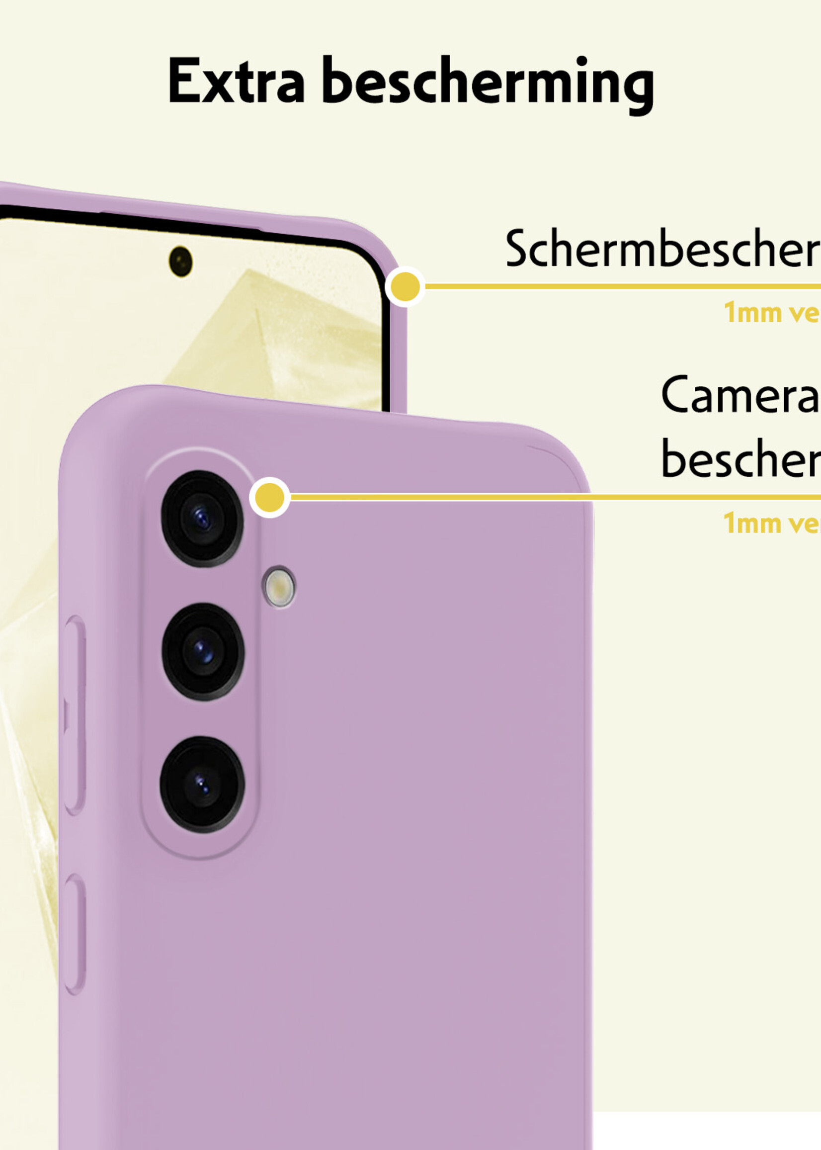 LUQ Hoesje Geschikt voor Samsung A35 Hoesje Siliconen Case Met Screenprotector - Hoes Geschikt voor Samsung Galaxy A35 5G Hoes Siliconen - Lila