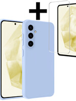 LUQ LUQ Samsung Galaxy A35 Hoesje Siliconen Met Screenprotector - Lichtblauw