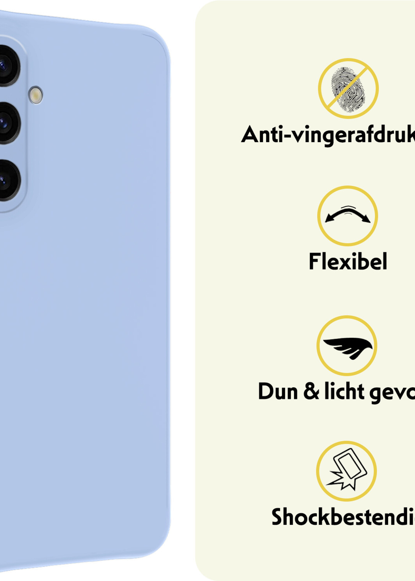 LUQ Hoesje Geschikt voor Samsung A35 Hoesje Siliconen Case Met Screenprotector - Hoes Geschikt voor Samsung Galaxy A35 5G Hoes Siliconen - Lichtblauw