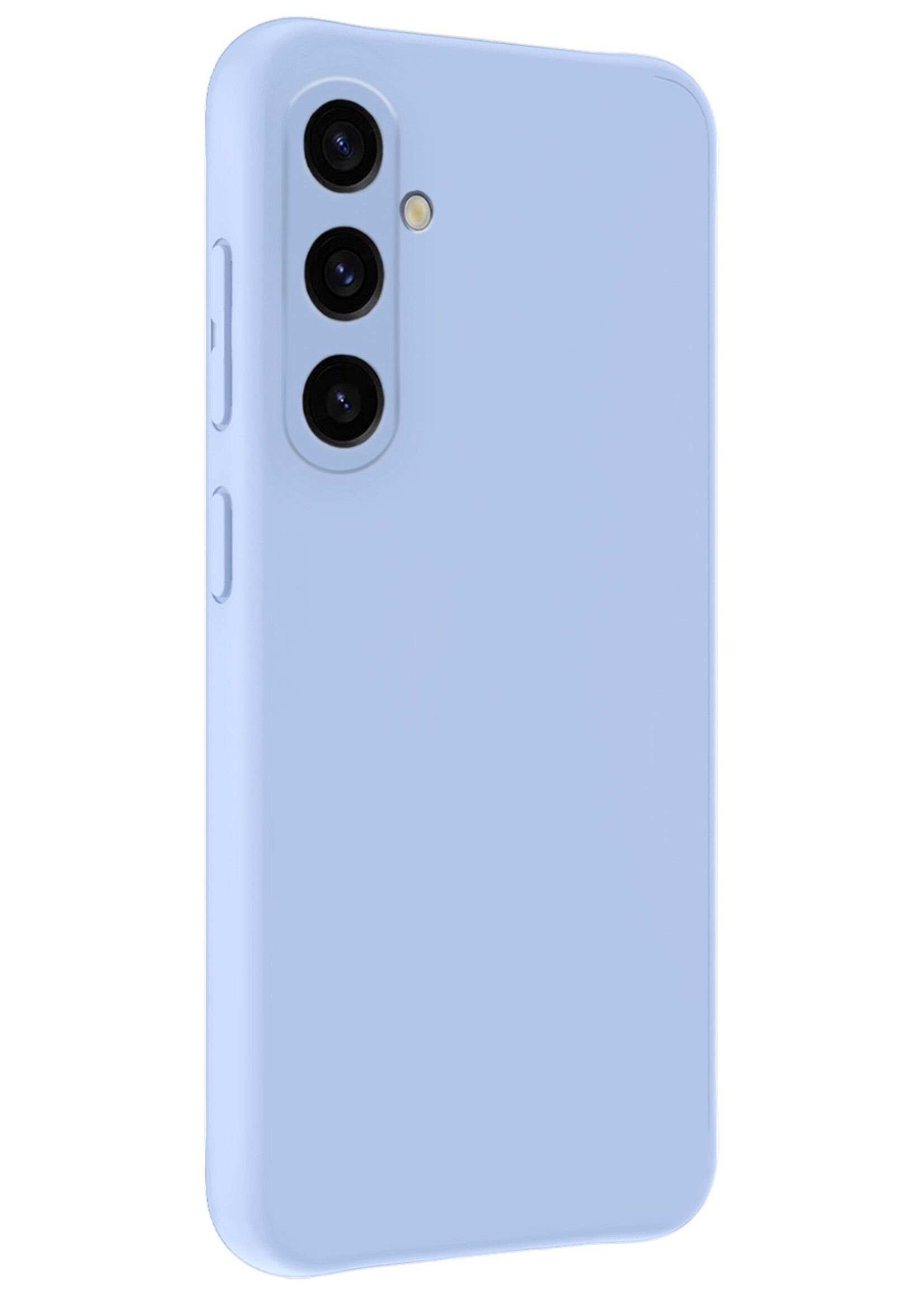 LUQ Hoesje Geschikt voor Samsung A35 Hoesje Siliconen Case Met Screenprotector - Hoes Geschikt voor Samsung Galaxy A35 5G Hoes Siliconen - Lichtblauw