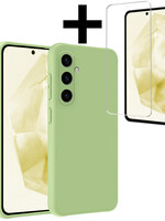 LUQ LUQ Samsung Galaxy A35 Hoesje Siliconen Met Screenprotector - Groen
