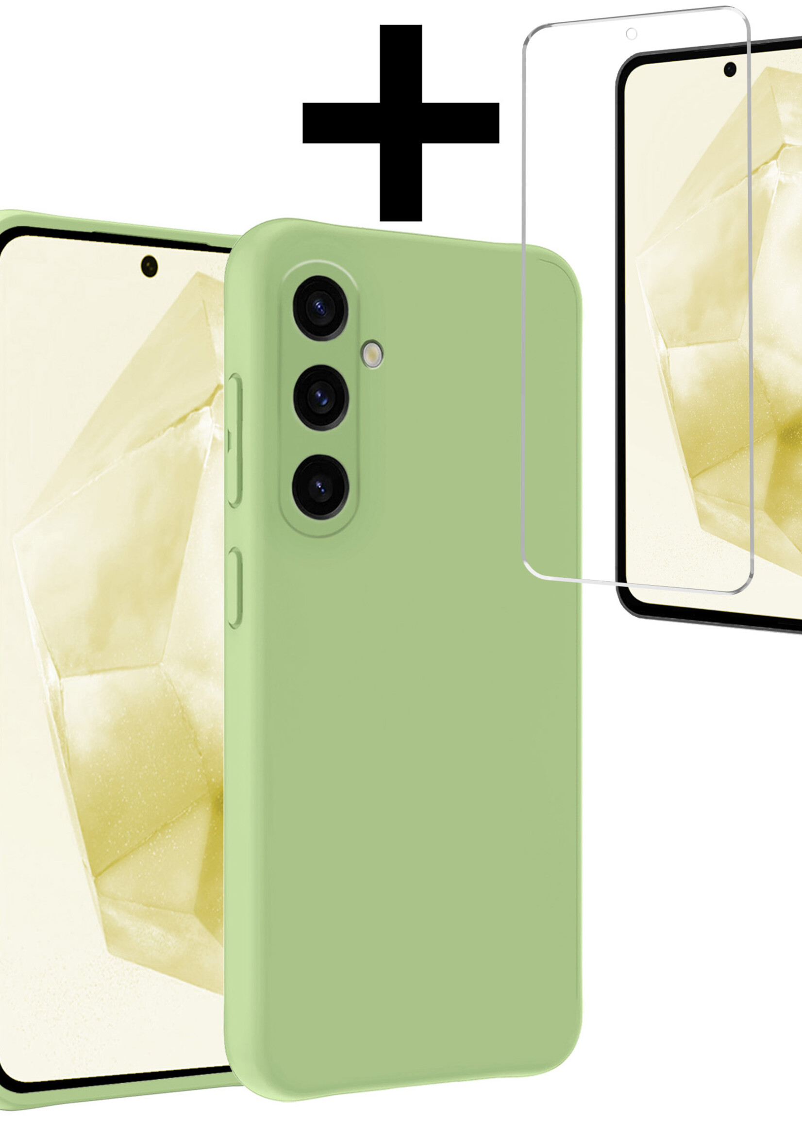 LUQ Hoesje Geschikt voor Samsung A35 Hoesje Siliconen Case Met Screenprotector - Hoes Geschikt voor Samsung Galaxy A35 5G Hoes Siliconen - Groen