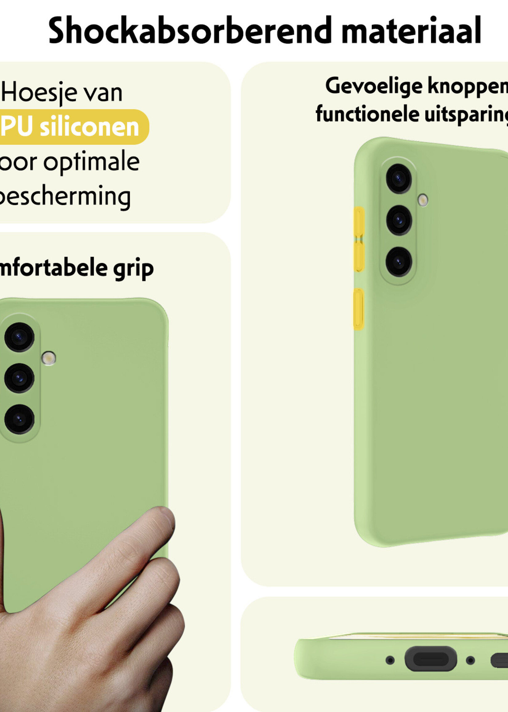 LUQ Hoesje Geschikt voor Samsung A35 Hoesje Siliconen Case Met Screenprotector - Hoes Geschikt voor Samsung Galaxy A35 5G Hoes Siliconen - Groen