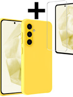 LUQ LUQ Samsung Galaxy A35 Hoesje Siliconen Met Screenprotector - Geel