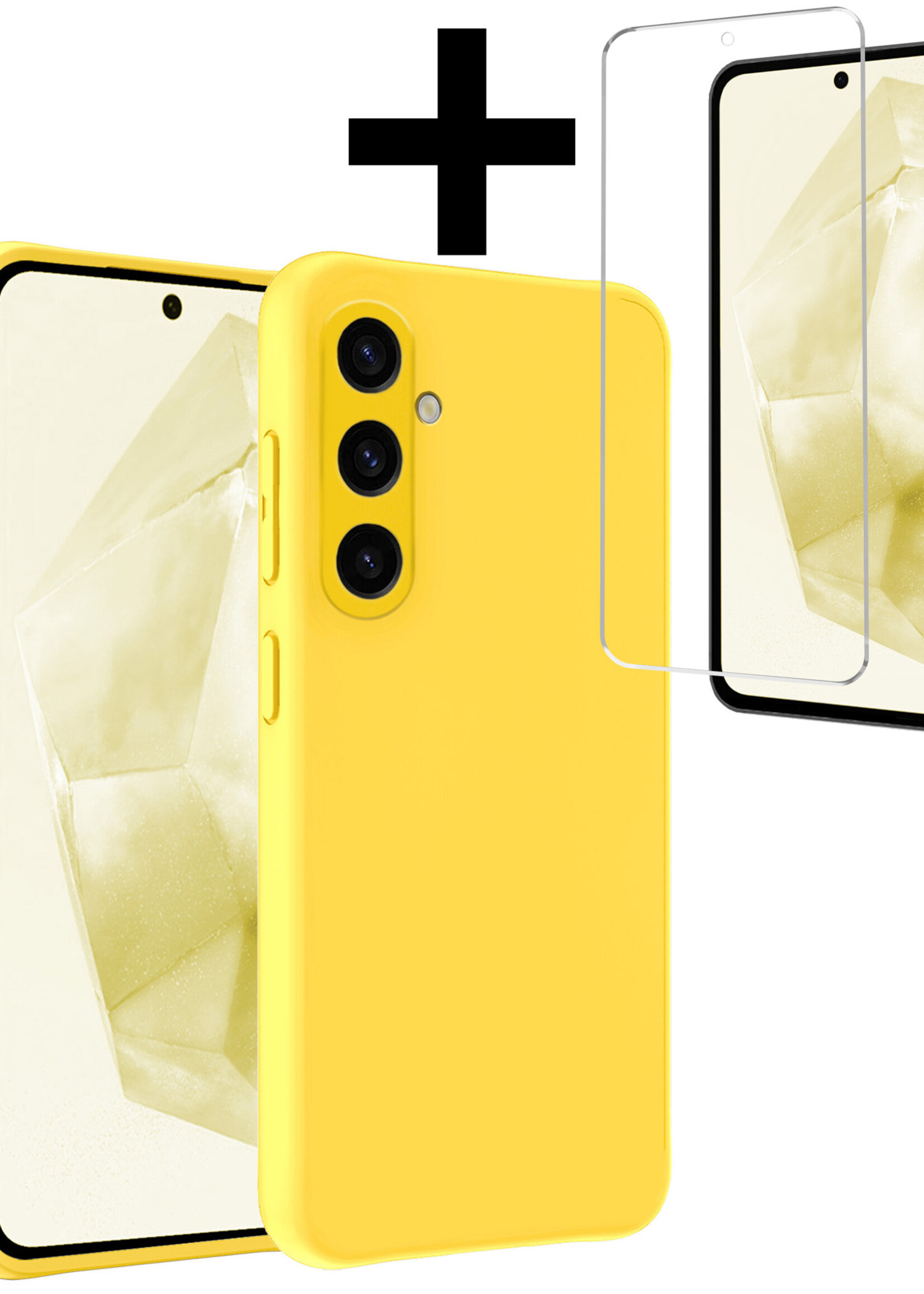 LUQ Hoesje Geschikt voor Samsung A35 Hoesje Siliconen Case Met Screenprotector - Hoes Geschikt voor Samsung Galaxy A35 5G Hoes Siliconen - Geel